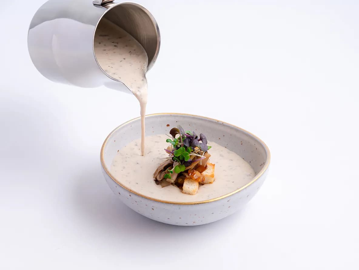شوربة الفطر بالكستناء at Aram Restaurant